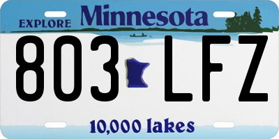 MN license plate 803LFZ