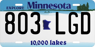MN license plate 803LGD