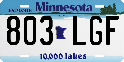 MN license plate 803LGF