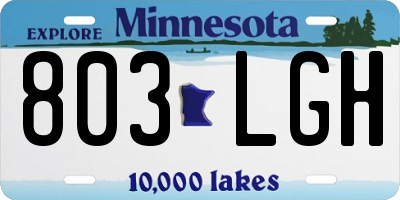MN license plate 803LGH