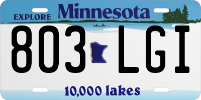 MN license plate 803LGI