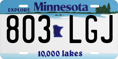 MN license plate 803LGJ