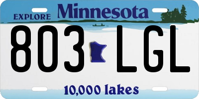 MN license plate 803LGL