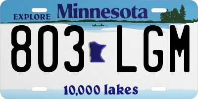 MN license plate 803LGM
