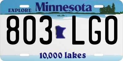 MN license plate 803LGO