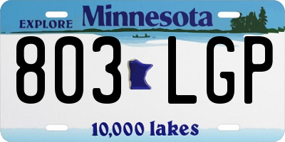MN license plate 803LGP