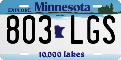MN license plate 803LGS