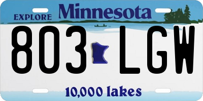 MN license plate 803LGW