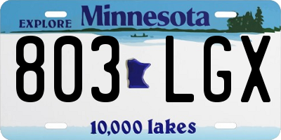 MN license plate 803LGX