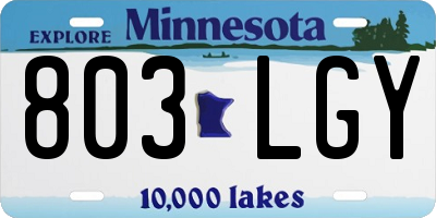 MN license plate 803LGY