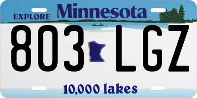 MN license plate 803LGZ