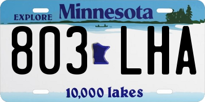 MN license plate 803LHA