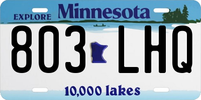 MN license plate 803LHQ