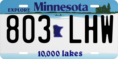 MN license plate 803LHW