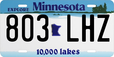 MN license plate 803LHZ