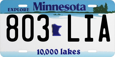 MN license plate 803LIA