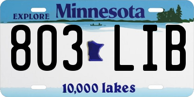 MN license plate 803LIB