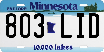 MN license plate 803LID