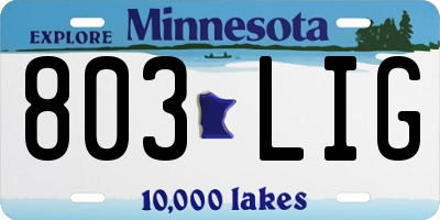 MN license plate 803LIG