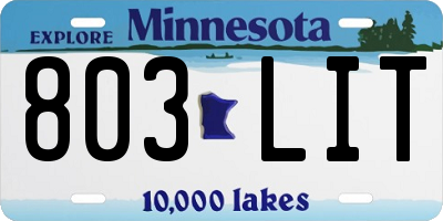 MN license plate 803LIT