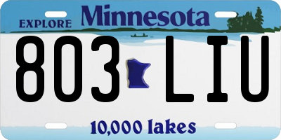 MN license plate 803LIU