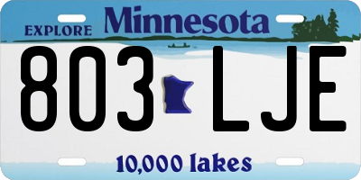 MN license plate 803LJE