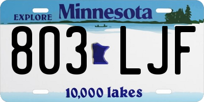 MN license plate 803LJF
