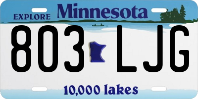 MN license plate 803LJG