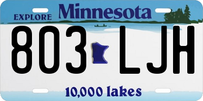 MN license plate 803LJH