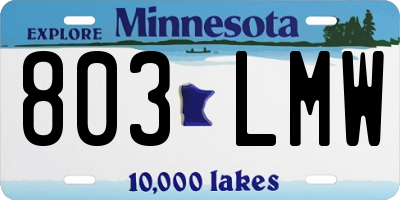MN license plate 803LMW