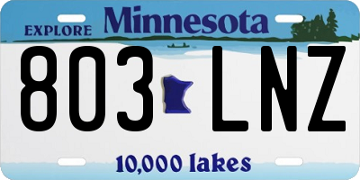 MN license plate 803LNZ