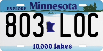 MN license plate 803LOC