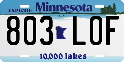 MN license plate 803LOF