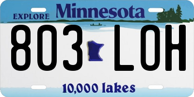 MN license plate 803LOH