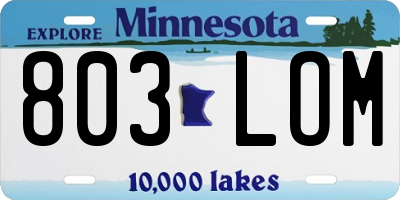 MN license plate 803LOM