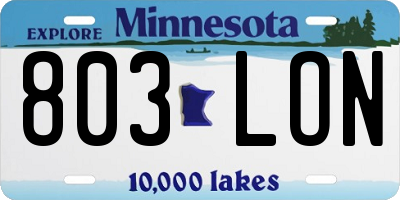 MN license plate 803LON