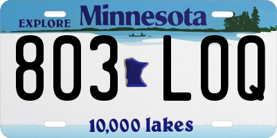 MN license plate 803LOQ