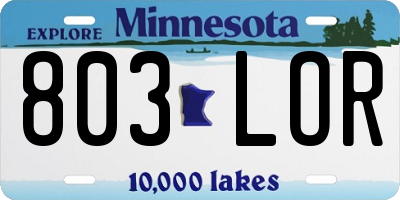 MN license plate 803LOR