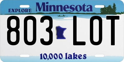 MN license plate 803LOT
