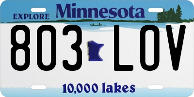 MN license plate 803LOV
