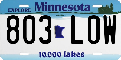 MN license plate 803LOW