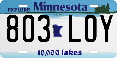 MN license plate 803LOY