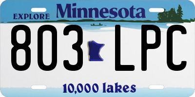 MN license plate 803LPC