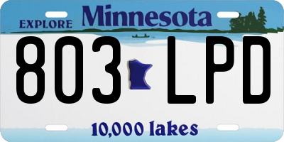 MN license plate 803LPD