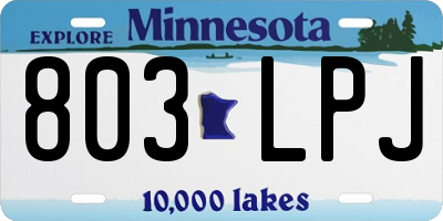 MN license plate 803LPJ