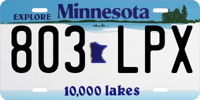 MN license plate 803LPX