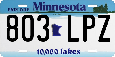 MN license plate 803LPZ