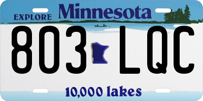 MN license plate 803LQC