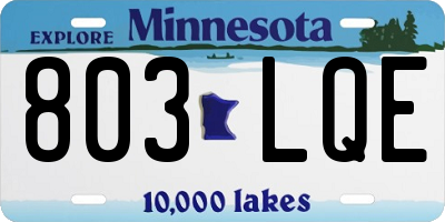 MN license plate 803LQE