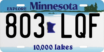 MN license plate 803LQF